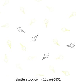 Light Yellow vector seamless layout with ice-cream set. Illustration with set of delicious sweet ice-cream cones. Doodle design for your business advert of cafes.