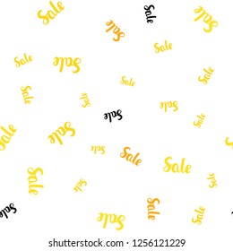 Light Yellow vector seamless layout with discount words. Abstract illustration with colorful gradient symbols of sales. Design for business ads, commercials.