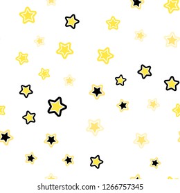 Light Yellow vector seamless layout with bright stars. Blurred decorative design in simple style with stars. Template for business cards, websites.