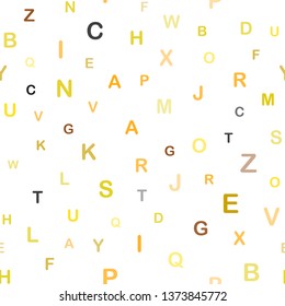 Light Yellow vector seamless layout with latin alphabet. Abstract illustration with colored latin alphabet. Design for textile, fabric, wallpapers.