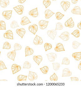 Light Yellow vector seamless natural pattern with leaves. Colorful illustration in doodle style with leaves. Design for textile, fabric, wallpapers.