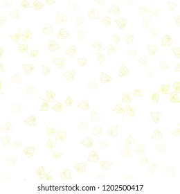 Light Yellow vector seamless natural artwork with leaves. New colorful illustration in doodle style with leaves. Pattern for design of fabric, wallpapers.