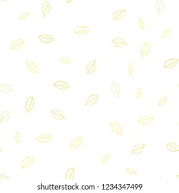 Light Yellow vector seamless natural backdrop with leaves. An elegant bright illustration with leaves in Natural style. Pattern for trendy fabric, wallpapers.