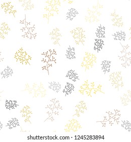 Light Yellow vector seamless natural pattern with branches. Sketchy doodles on white background. Design for textile, fabric, wallpapers.