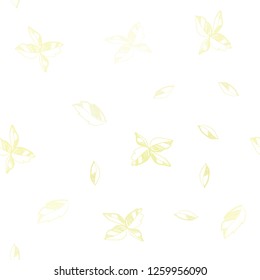 Light Yellow vector seamless natural pattern with leaves. Blurred decorative design in Indian style with leaves. Trendy design for wallpaper, fabric makers.