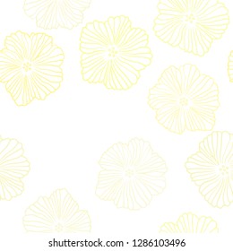 Light Yellow vector seamless natural background with flowers. Illustration with colorful abstract doodle flowers. Pattern for trendy fabric, wallpapers.
