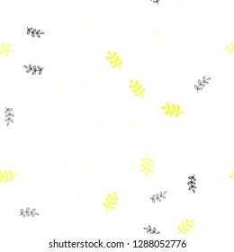 Light Yellow vector seamless natural pattern with leaves. Brand new colored illustration in blurry style with leaves. Design for textile, fabric, wallpapers.
