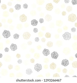 Light Yellow vector seamless natural pattern with flowers. Flowers with gradient on white background. Design for wallpaper, fabric makers.