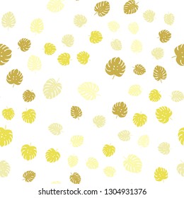 Light Yellow vector seamless natural artwork with leaves. leaves on blurred abstract background with gradient. Pattern for design of fabric, wallpapers.