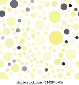 Light Yellow vector seamless pattern with spheres. Modern abstract illustration with colorful water drops. Pattern can be used for futuristic ad, booklets.