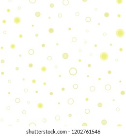 Light Yellow vector seamless pattern with spheres. Abstract illustration with colored bubbles in nature style. Design for textile, fabric, wallpapers.