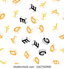 Light Yellow vector seamless pattern with 3D ABC symbols. Abstract illustration with colorful 3D latin alphabet. Texture for window blinds, curtains.