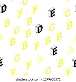 Light Yellow vector seamless pattern with 3D ABC symbols. Colorful gradient design in 3D style with signs of alphabet. Design for wallpaper, fabric makers.