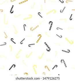 Light Yellow vector seamless pattern with delicious xmas candies.