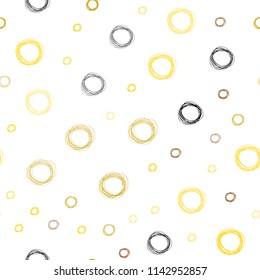 Light Yellow vector seamless template with circles. Blurred decorative design in abstract style with bubbles. Pattern can be used for ads, leaflets.
