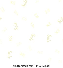 Light Yellow vector seamless template with 30%, 40%, 50%, 70% selling. Illustration with signs of sales on abstract template. Backdrop for super sales on Black Friday.