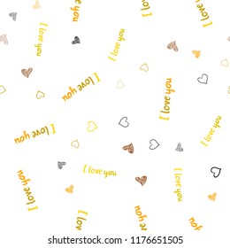 Light Yellow vector seamless template with doodle hearts. Blurred decorative design in doodle style with hearts. Pattern for carnival, festival romantic leaflets.
