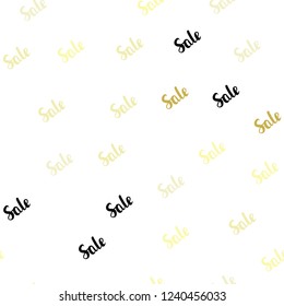 Light Yellow vector seamless template with selling words. Colorful set of  percentage signs in simple style. Pattern for ads, posters, banners of sales.