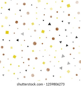 Light Yellow vector seamless template with crystals, circles, squares. Glitter abstract illustration with spheres, squares, lines. Pattern for design of fabric, wallpapers.