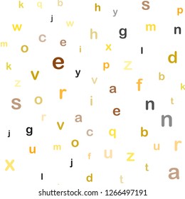 Light Yellow vector seamless template with isolated letters. Colored alphabet signs with gradient on white background. Texture for window blinds, curtains.
