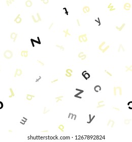 Light Yellow vector seamless template with isolated letters. Blurred design in simple style with signs of alphabet. Pattern for design of fabric, wallpapers.