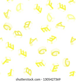 Light Yellow vector seamless template with 3D isolated letters. Modern geometrical illustration with 3D ABC english symbols. Design for wallpaper, fabric makers.