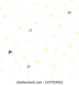 Light Yellow vector seamless texture with lovely hearts. Hearts on blurred abstract background with colorful gradient. Pattern can be used for valentine's ad, booklets.