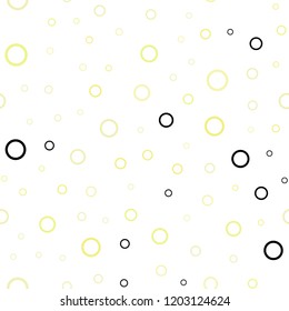 Light Yellow vector seamless texture with disks. Blurred decorative design in abstract style with bubbles. Pattern can be used for futuristic ad, booklets.