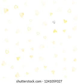 Light Yellow vector seamless texture with lovely hearts. Glitter abstract illustration with colorful hearts in romantic style. Beautiful design for your business advert of anniversary.