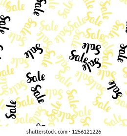 Light Yellow vector seamless texture with selling prices 70, 90 %. Abstract illustration with colorful gradient symbols of sales. Pattern for ads, posters, banners of sales.