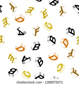 Light Yellow vector seamless texture with 3D ABC characters. Colorful 3D alphabet signs with gradient on white background. Design for textile, fabric, wallpapers.
