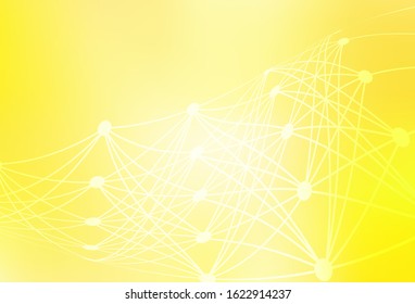 Light Yellow vector template with artificial intelligence structure. Abstract illustration with links and dots of AI. Smart design for promotion of bid data.