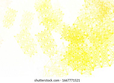 Light Yellow vector template with artificial intelligence structure. Colored AI structure with gradient lines and dots. Pattern for science, futuristic designs.