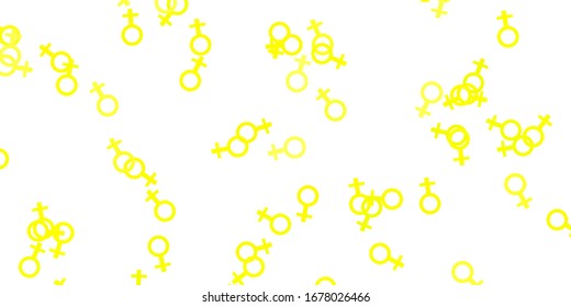 Light Yellow vector template with businesswoman signs. Abstract illustration with a depiction of women's power. Best design to show the power of women.