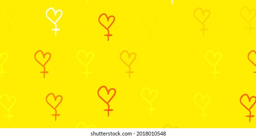 Light Yellow vector template with businesswoman signs. Simple design in abstract style with women rights activism. Design for International Women Day.
