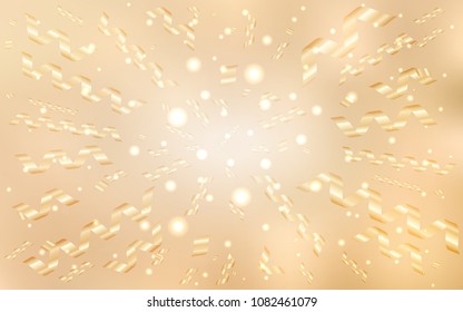 Light Yellow vector template with carnival confetti. Modern geometrical abstract illustration with carnival ribbons. New design for ad, poster, banner of your Party.