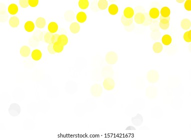 Light Yellow vector template with circles. Glitter abstract illustration with blurred drops of rain. Pattern for ads, leaflets.