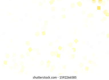 Light Yellow vector template with crystals, circles, squares. Decorative design in abstract style with lines, dots, cubes. Best design for poster, banner.