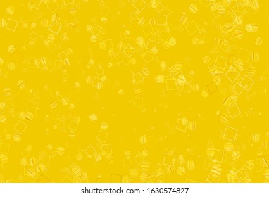 Light Yellow vector template with crystals, circles, squares. Decorative design in abstract style with lines, dots, cubes. Pattern for commercials.