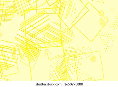 Light Yellow vector template with crystals, circles, squares. Glitter abstract illustration with spheres, squares, lines. Modern template for landing page.