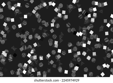 Plantilla de vector amarillo claro con cristales, círculos, cuadrados. Círculos, líneas, rhombus con gradiente colorido. Mejor diseño para afiches, pancartas.