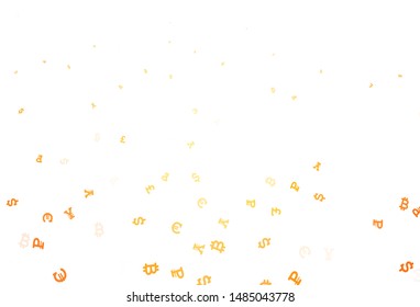 Light Yellow vector template with currency. Shining colored illustration with currency signs. Design for ad, poster, banner of money making.