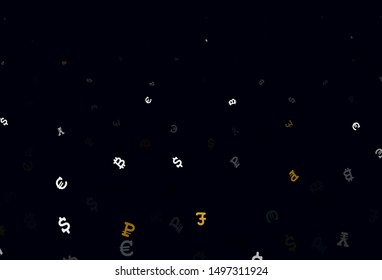 Light Yellow vector template with currency. Shining illustration with signs of currency on abstract template. Pattern for trader ads, booklets, leaflets.