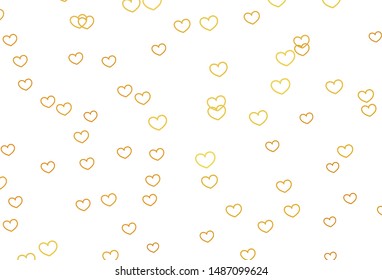 Light Yellow vector template with doodle hearts. Blurred decorative design in doodle style with hearts. Pattern for valentine's ad, booklets.