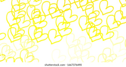 Light Yellow vector template with doodle hearts. Illustration with hearts in love concept for valentine's day. Design for ad, poster, banner of Valentine Day. Light Yellow vector template with doodle hearts. Illustration with hearts in love concept for valentine's day. Design for ad, poster, banner of Valentine Day.