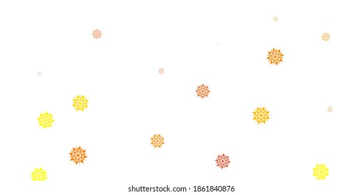 Light yellow vector template with ice snowflakes. Colorful abstract illustration with snowflakes. New year ad, booklets pattern.