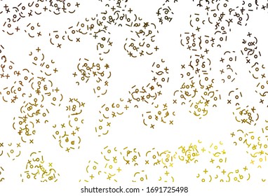 Light Yellow vector template with math simbols. Colored mathematic signs with gradient on white background. Template for landing page of typography.