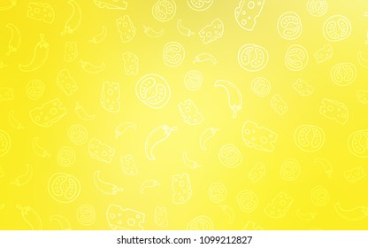 Light Yellow vector template with organic meal. Decorative shining illustration with food on abstract template. Pattern for menu of cafes, bars, restaurants.