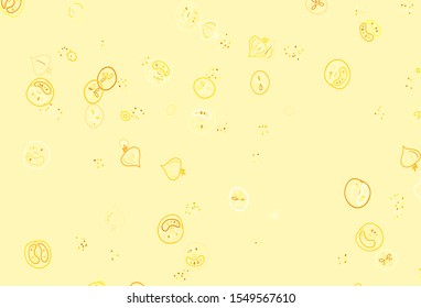 Light Yellow vector template with organic meal. Abstract background with colorful Fast Food illustrations. Pattern for ad, booklets, leaflets of restaurants.