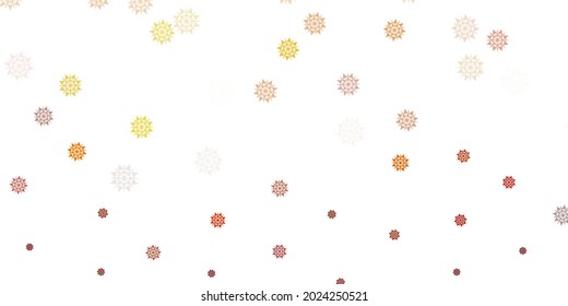 Hellgelbe Vektorstruktur mit hellen Schneeflocken. Farbige abstrakte Illustration mit Schneeflocken. Weihnachtsdesign für Geschäftsreisende.